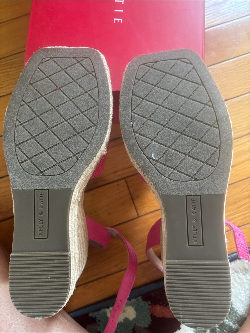 Kelly & Katie Hot Pink Woven Bow Espadrille Wedge Sandals - Picture 5 of 5